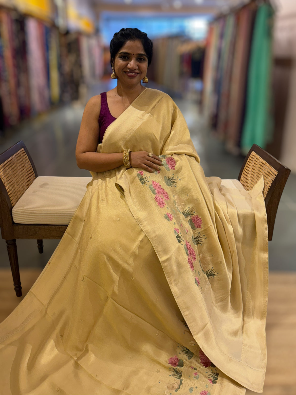 Banarasi Gold Tissue Brocode Saree with Embroidered Border