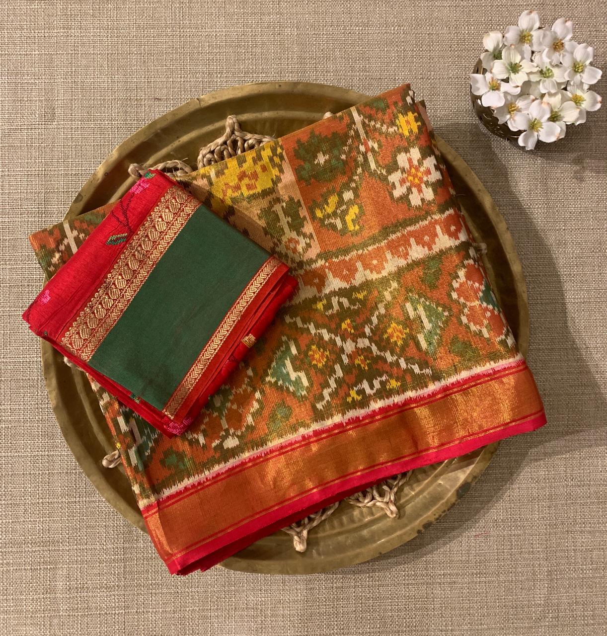 Twill Weave  Patan Patola Tissue Saree