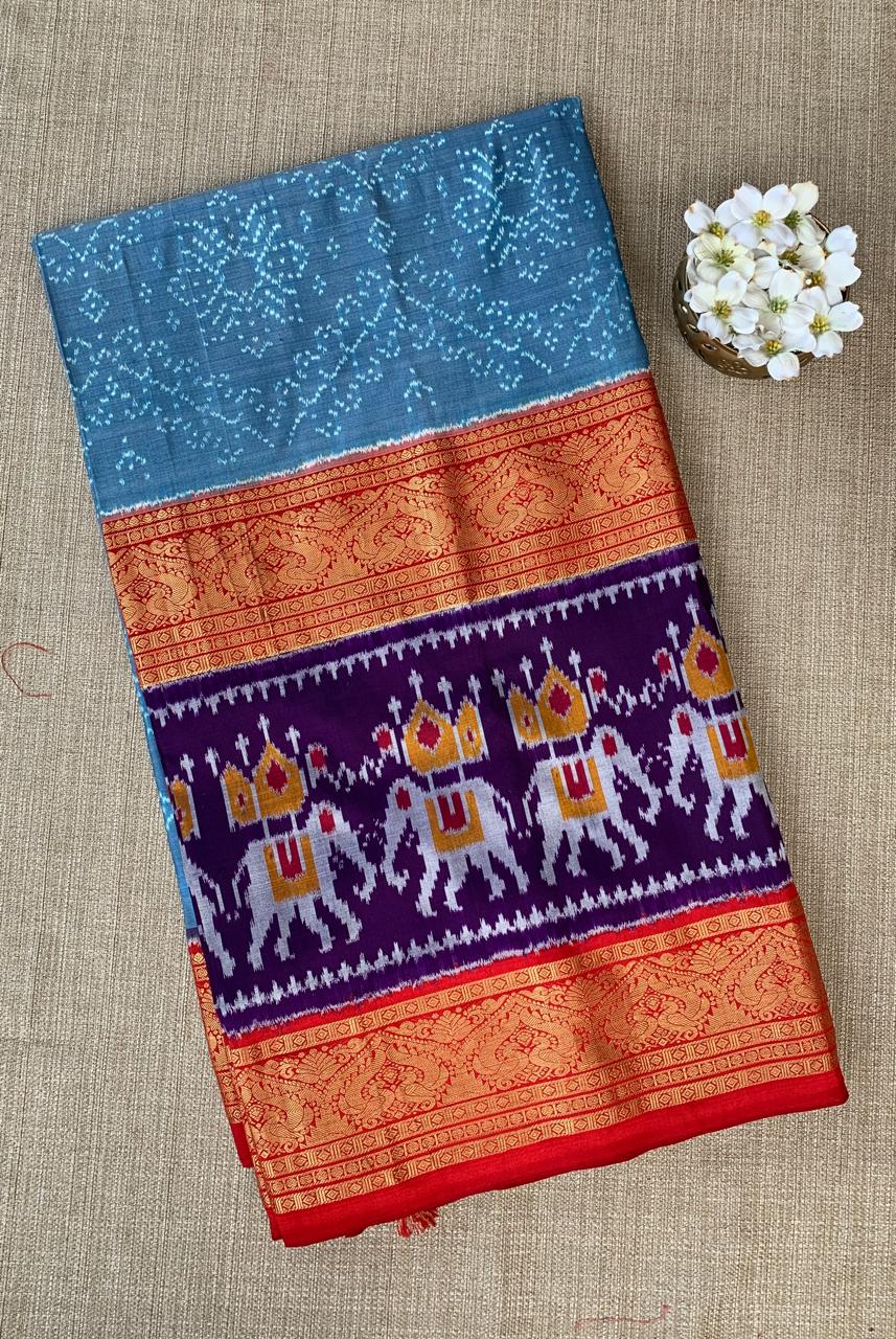 Pure Handloom Twill Ikkath Kanchi Saree