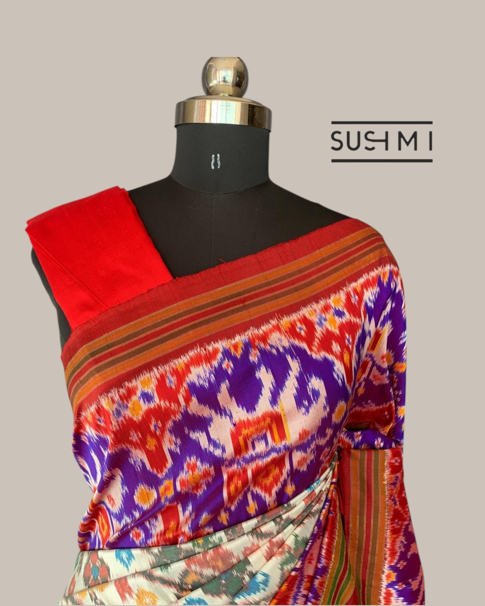 Pure Handloom Twill Ikkath Kanchi Saree