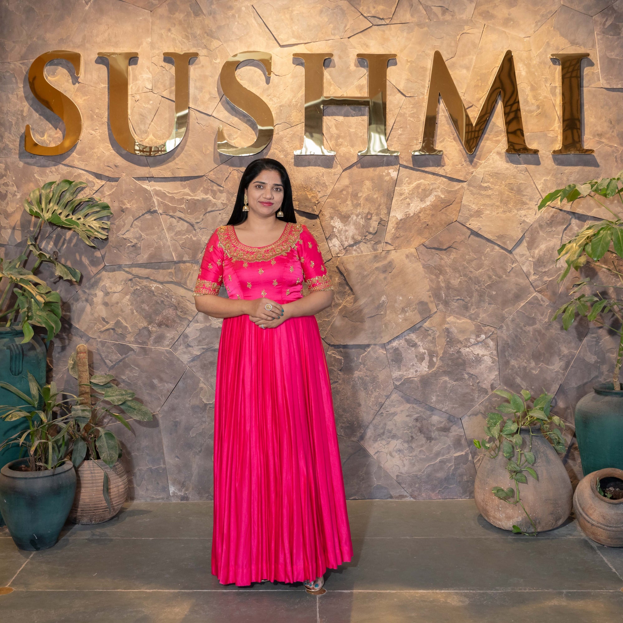 Traditional Long frock with heavy handwork yoke