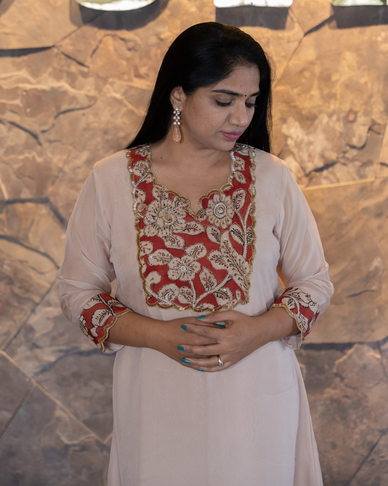 Organza and Pen Kalamkari Fusion Coordset