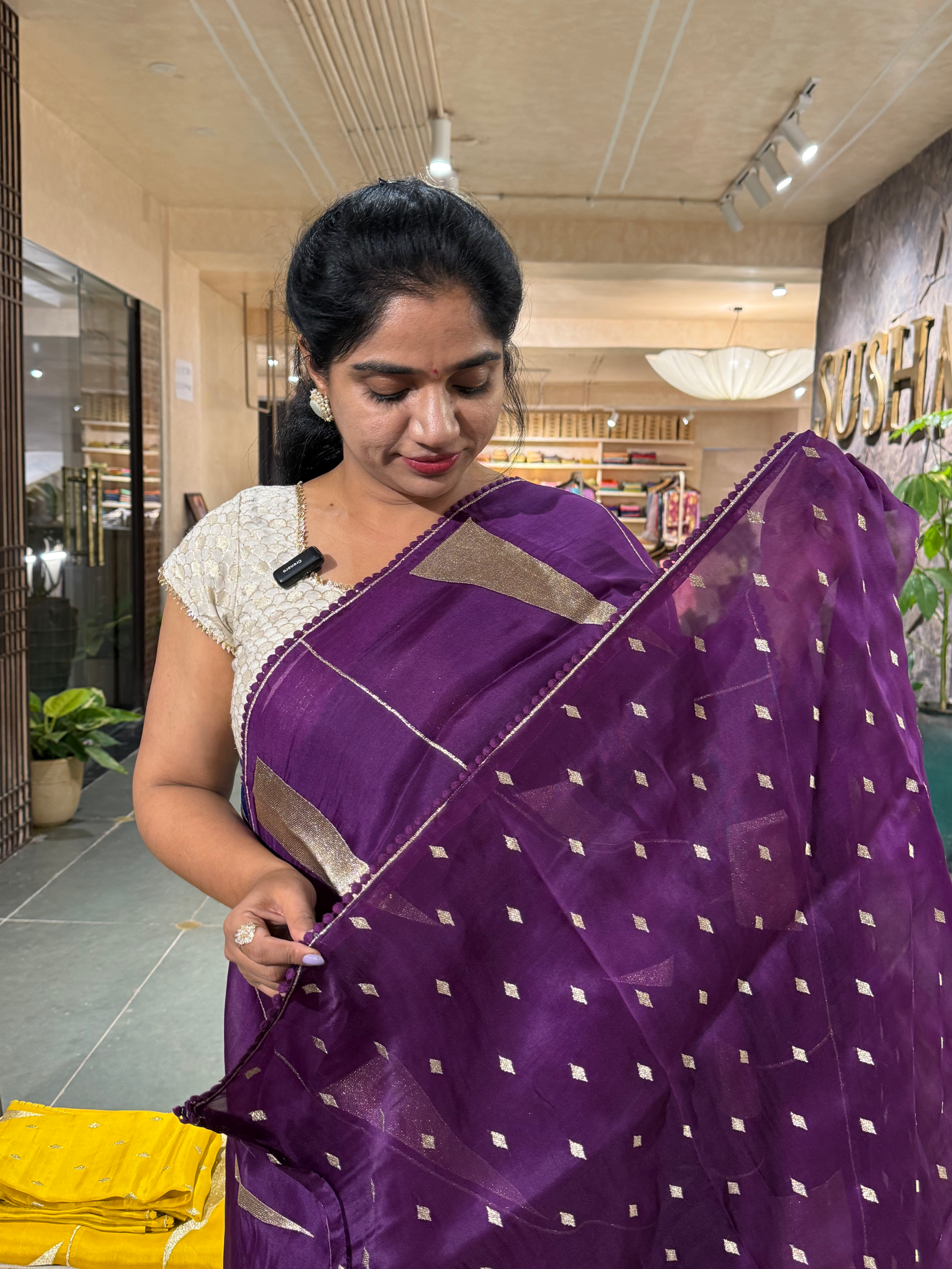 SOCA102  Pure Organza Silk Saree in contemporary style
