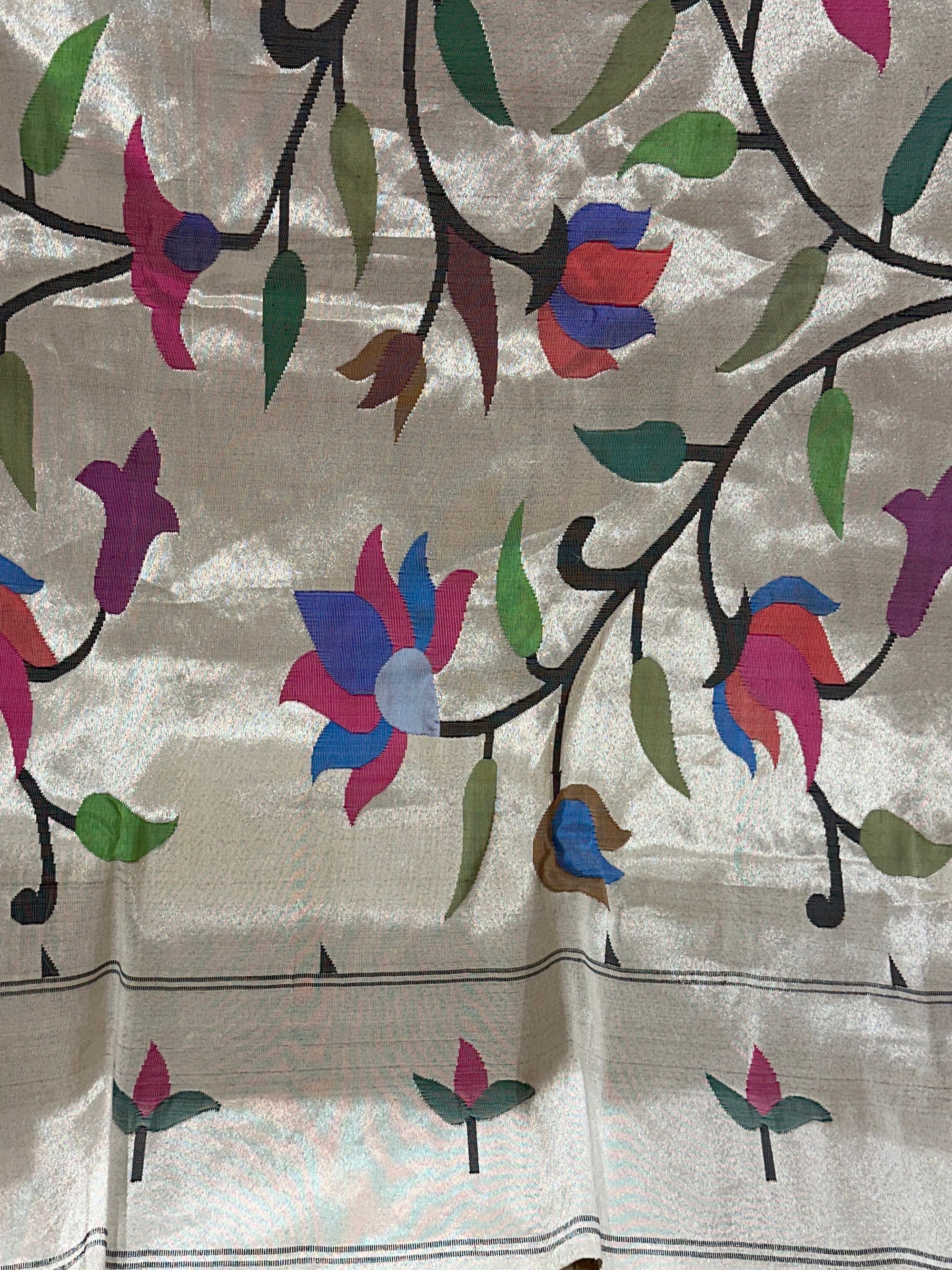 Silver Tissue Allover Paithani Saree