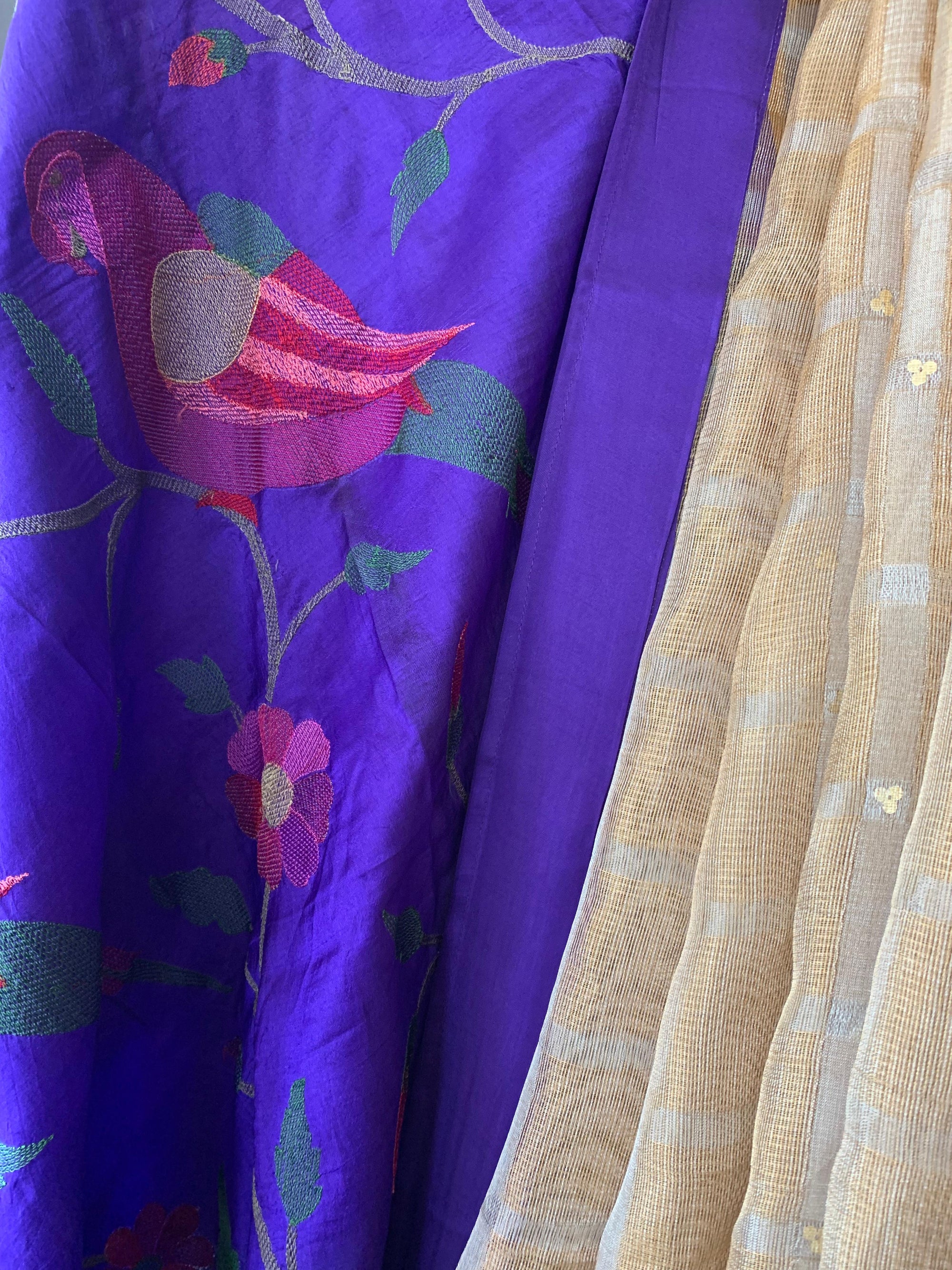 Designer Pure Handloom Gold tissue saree with kanchi petite point work blouse