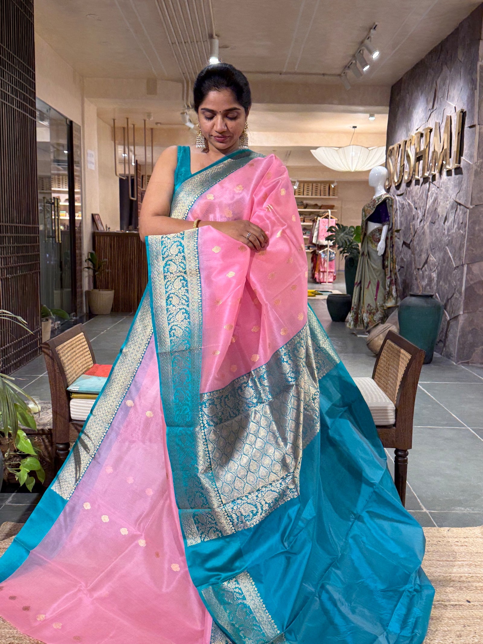 Pure handloom Kora Banarasi Saree with kaduwa weaving and Mashru Satin border