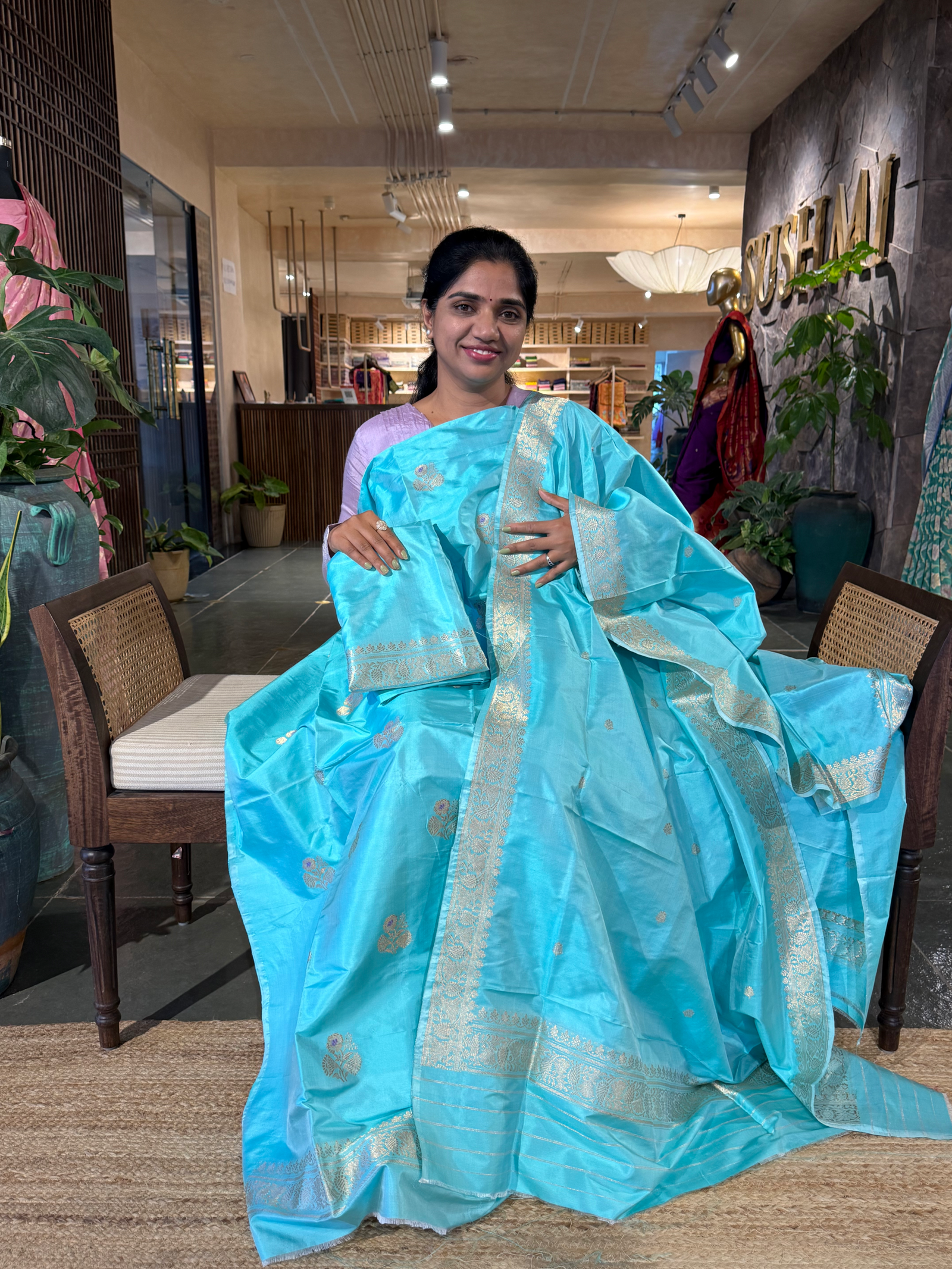 Pure Handloom Katan Silk  3 pc Suit Set with  kaduwa weaving