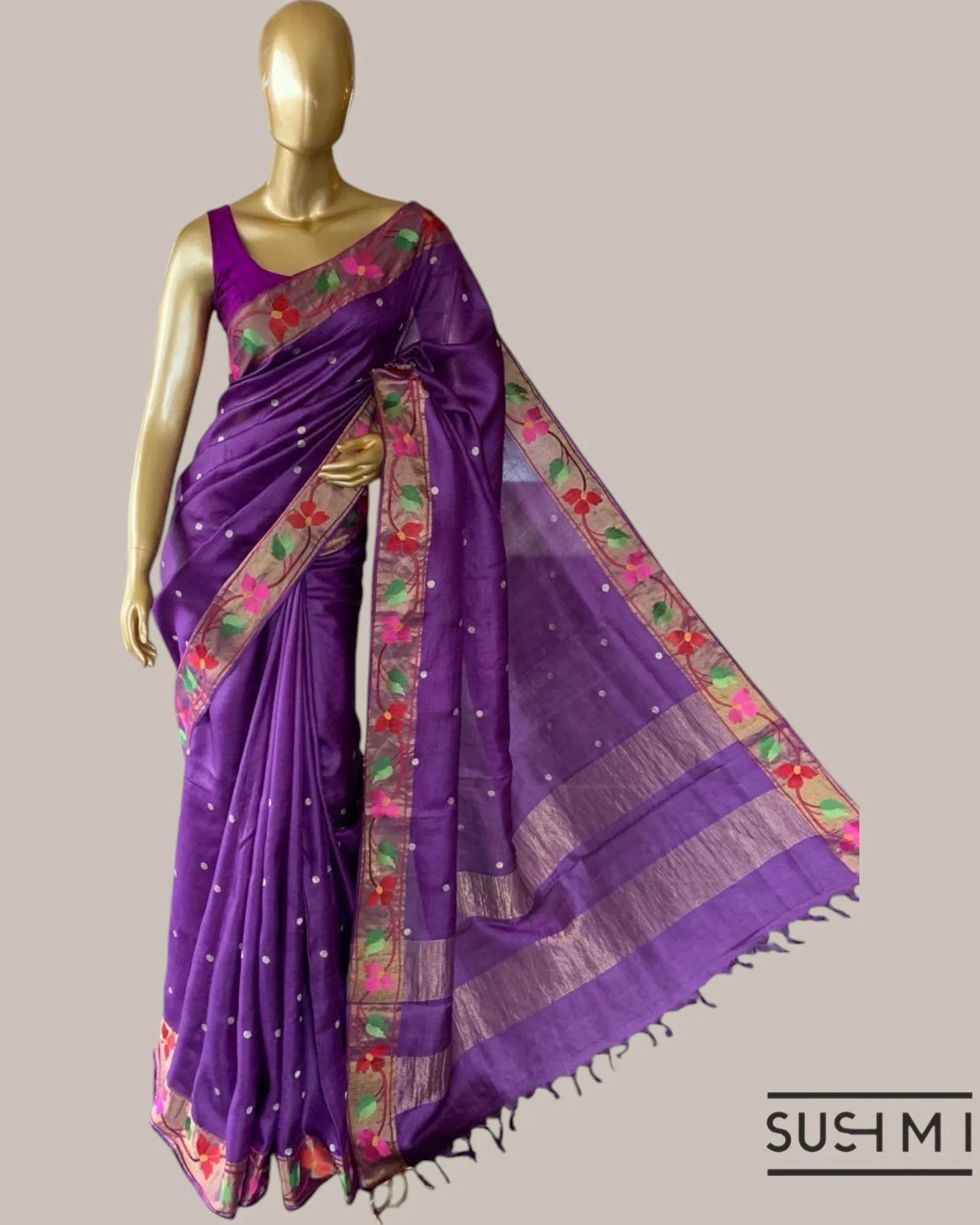 Brinjal tussar silk