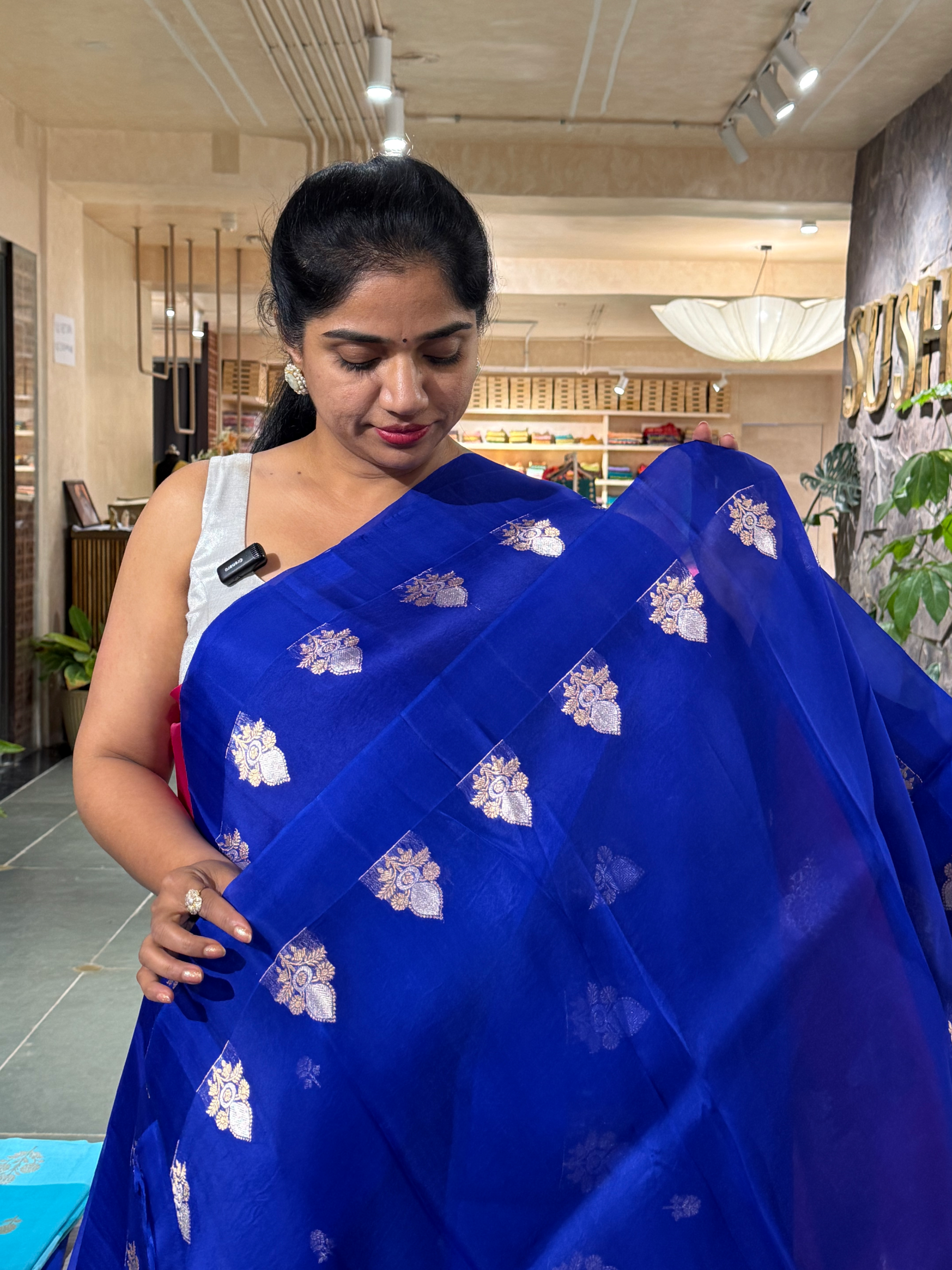 Dark Royal Blue Kora Banarasi Handloom Silk Saree with Sona Rupa Kaduwa Weaving