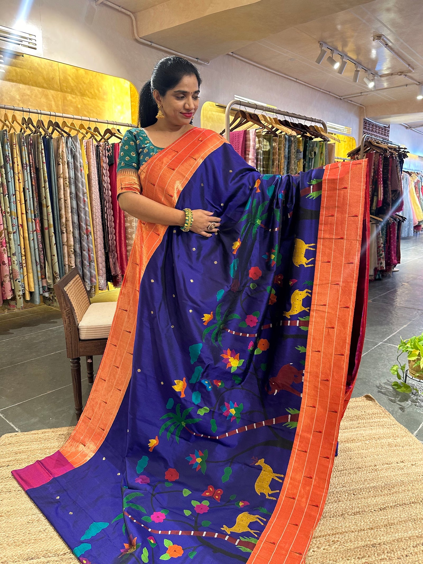 Blusih Purple Allover Pure Handloom Paithani Saree
