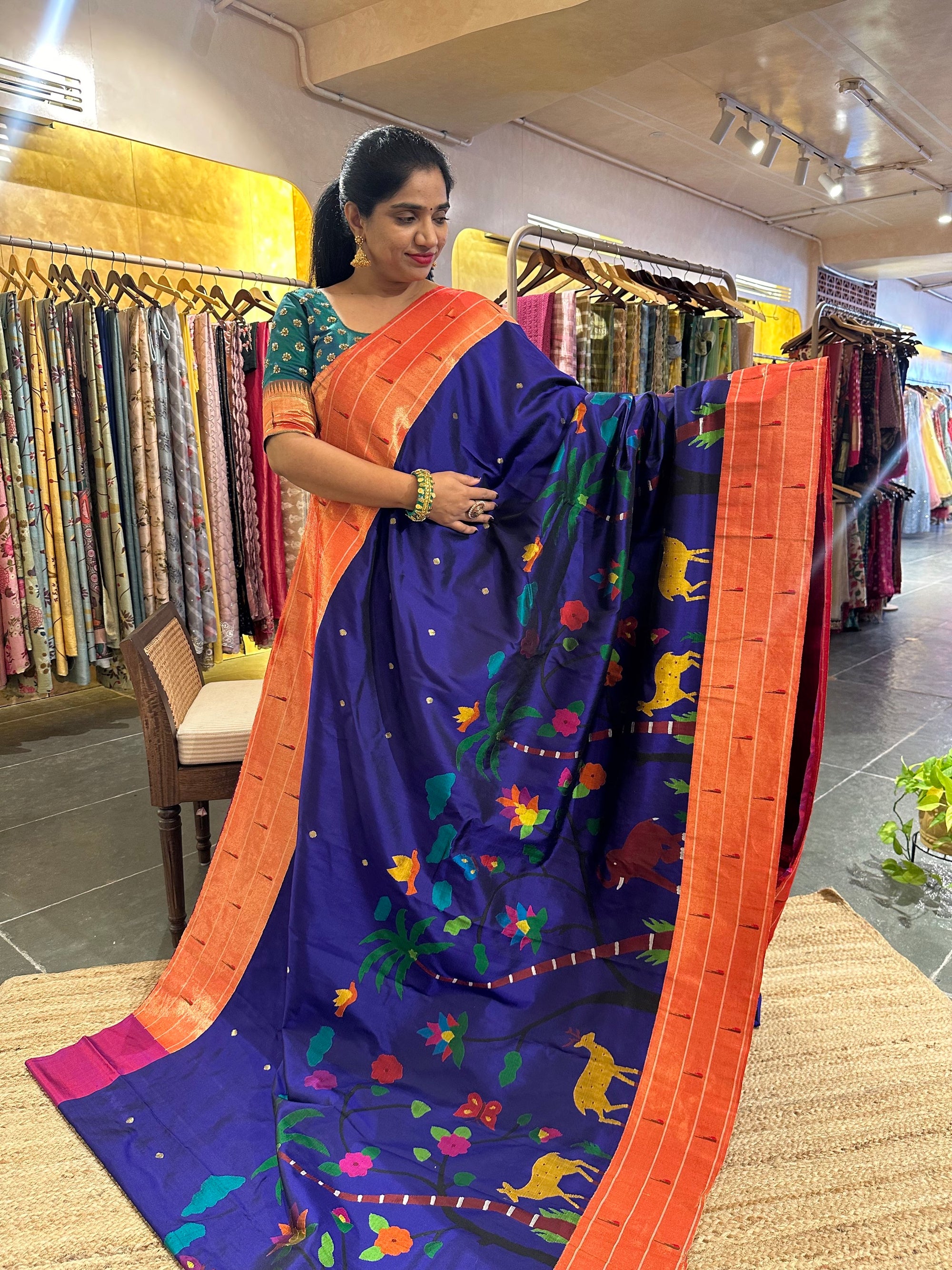 Blusih Purple Allover Pure Handloom Paithani Saree