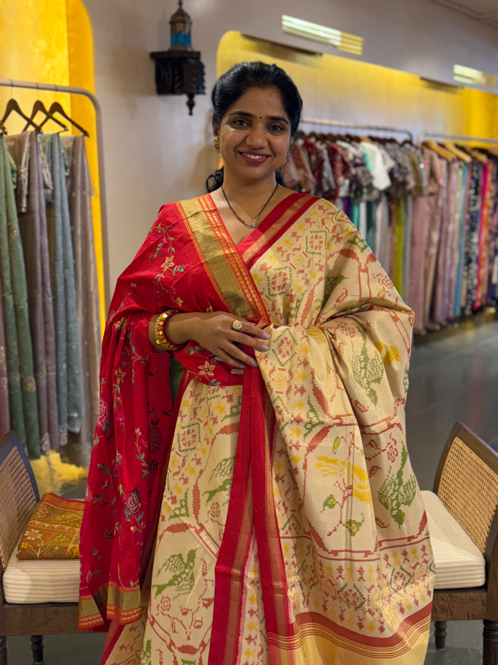 Twill Weave  Patan Patola Tissue Saree