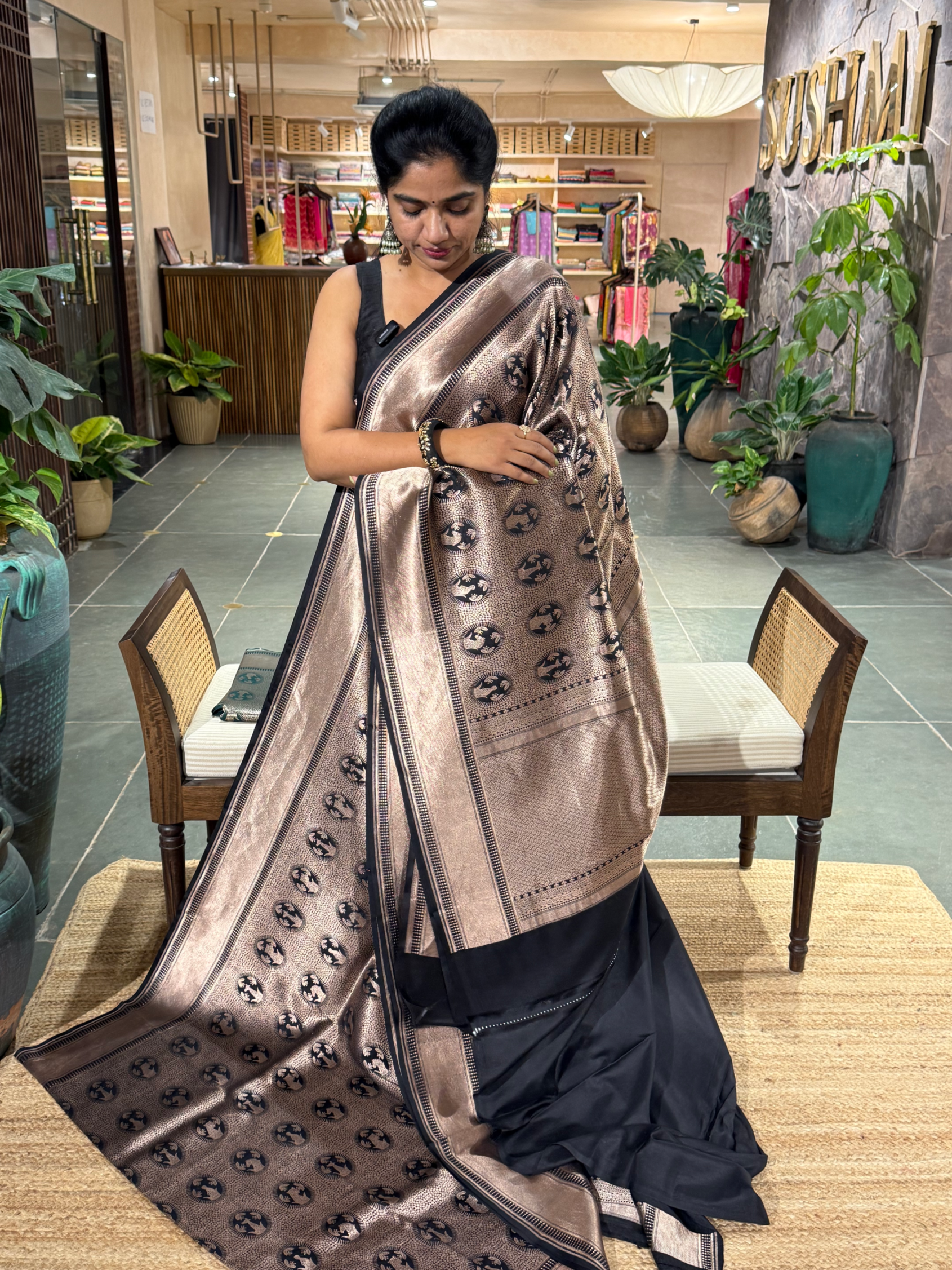 SBBSA706 : Banarasi Katan Soft Drape Brocade  Silk  Saree with Animal motifs
