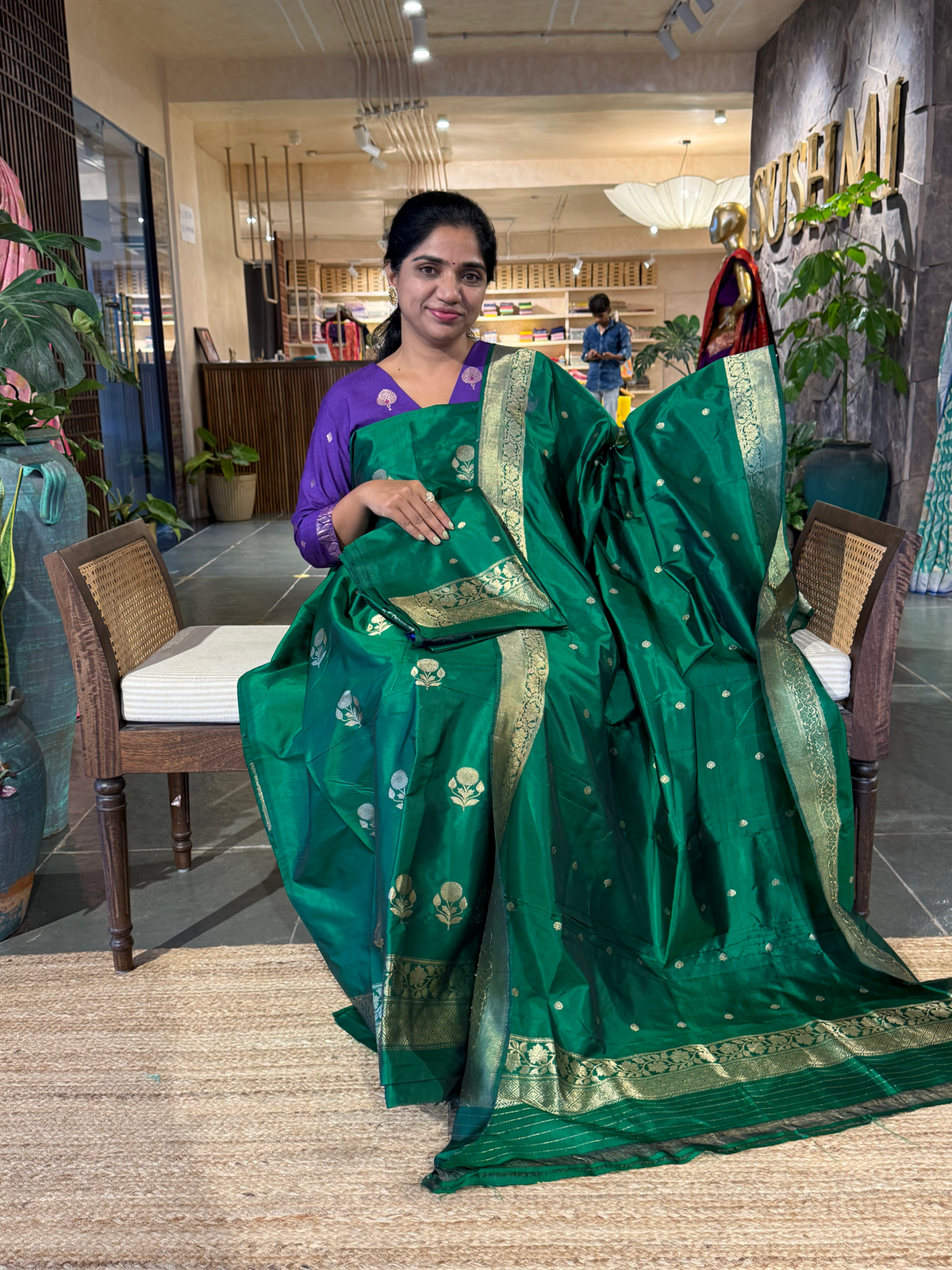 Pure Handloom Katan Silk  3 pc Suit Set with  kaduwa weaving