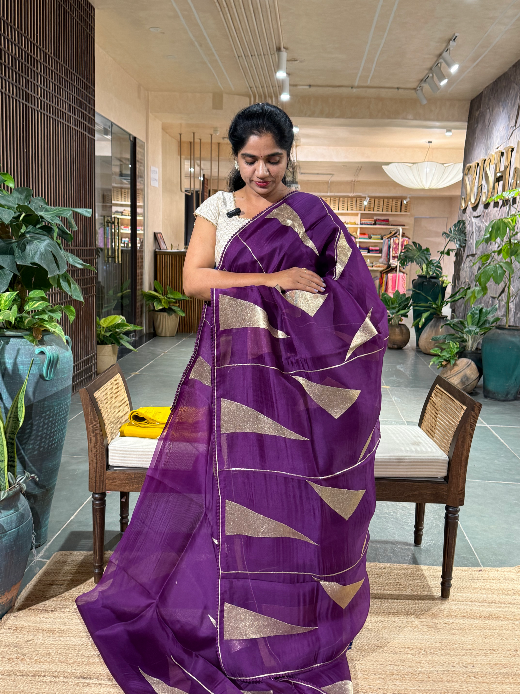SOCA102  Pure Organza Silk Saree in contemporary style