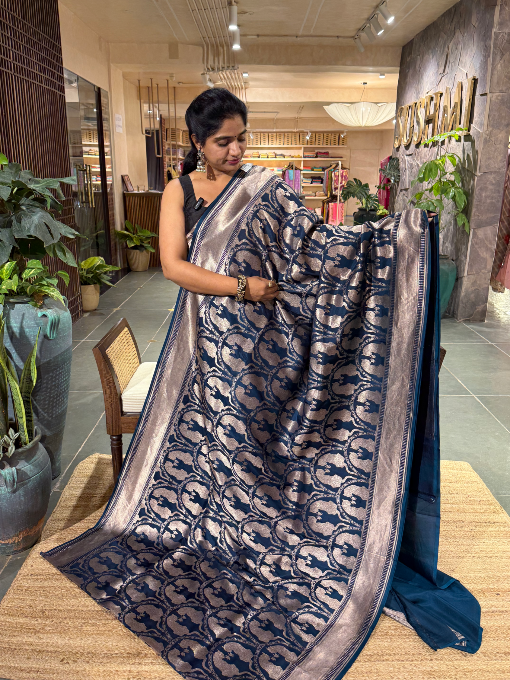 SBBSA703 : Banarasi Katan Soft Drape Brocade  Silk  Saree with Lion Motifs