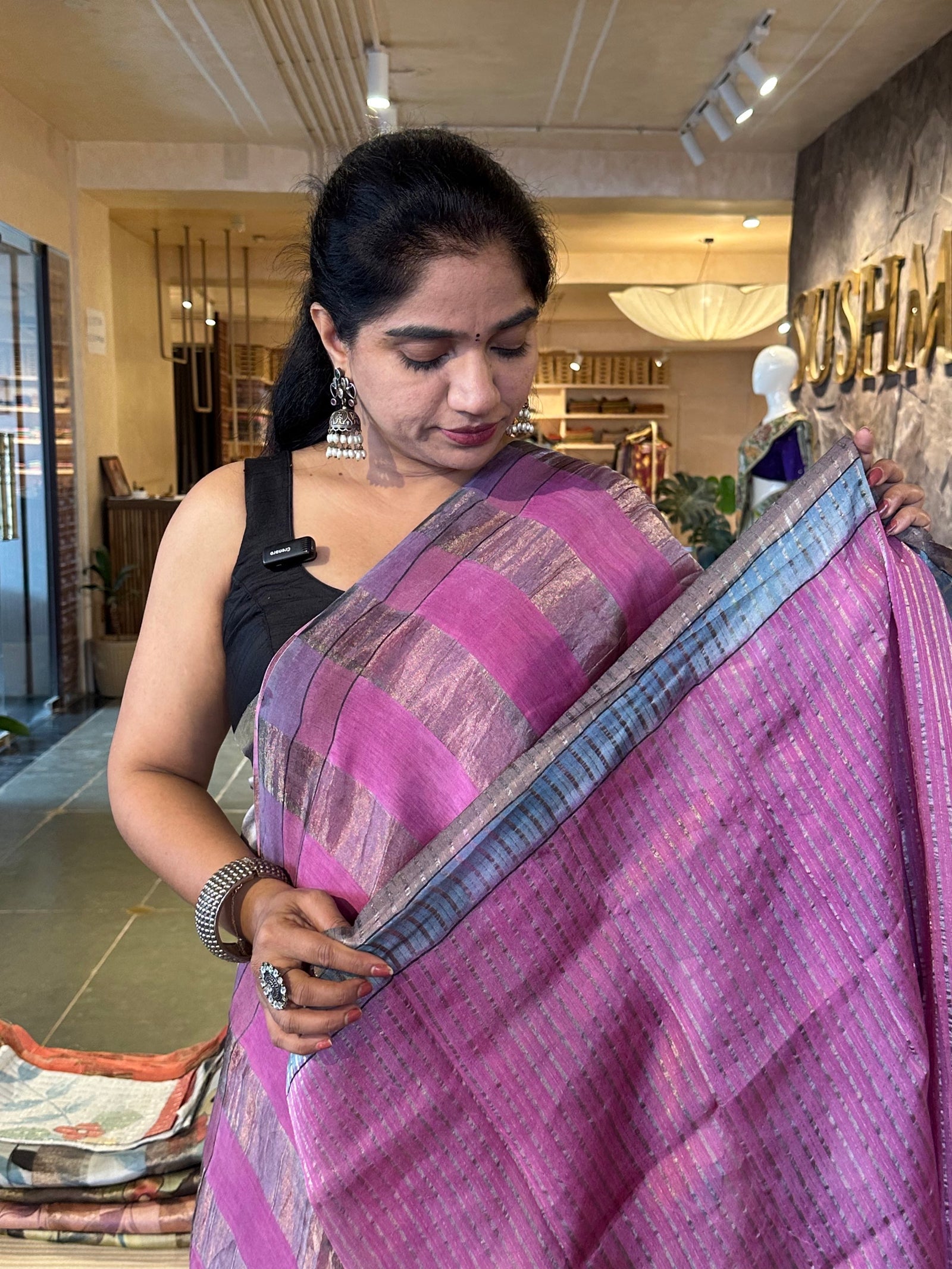 Pure Handloom Banarasi Munga Tissue  Saree with handpainting