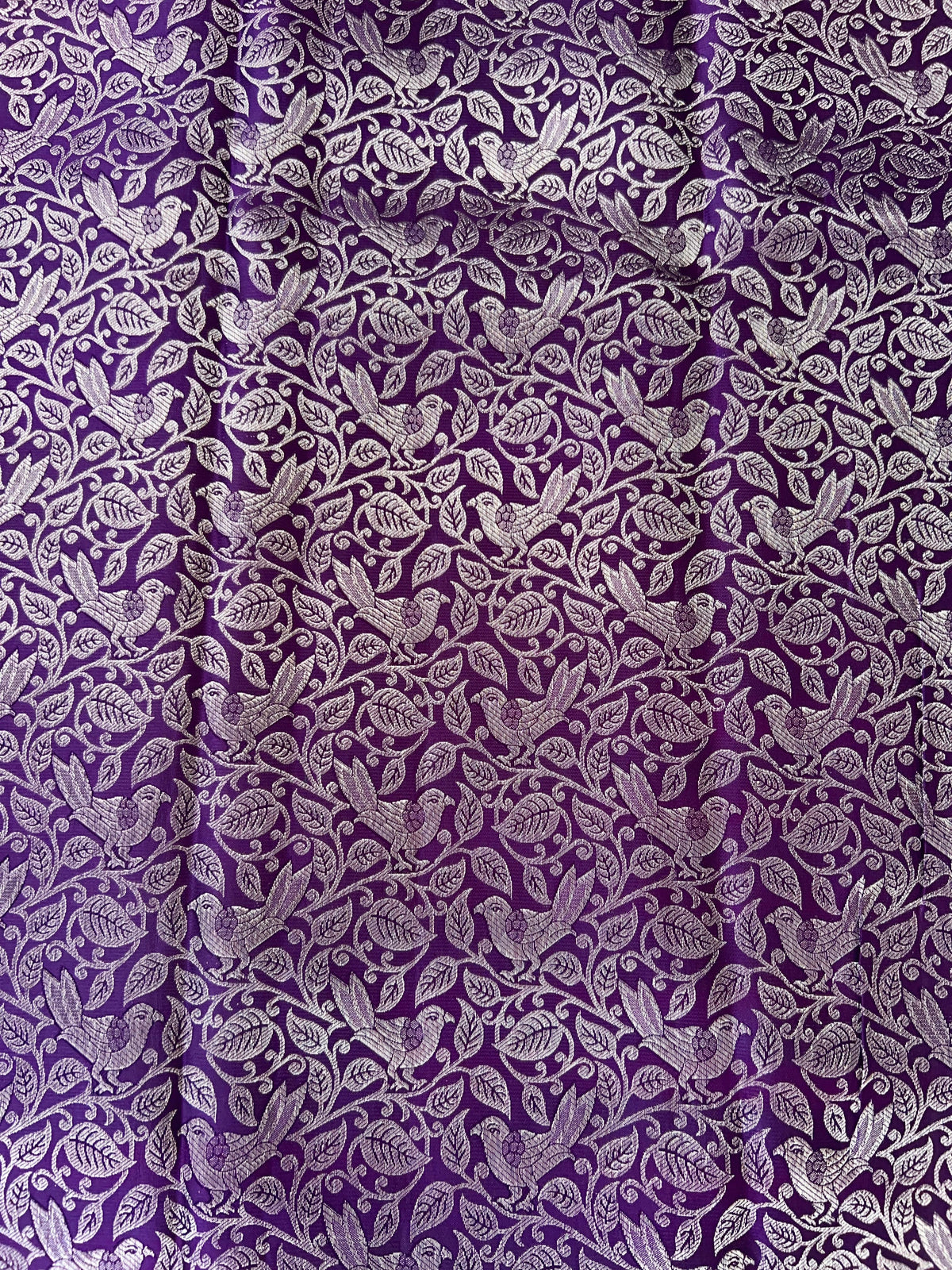 Royal Lavender Pure Kanchi Pattu Saree with Antique Gold Zari & Bird Vine Motif