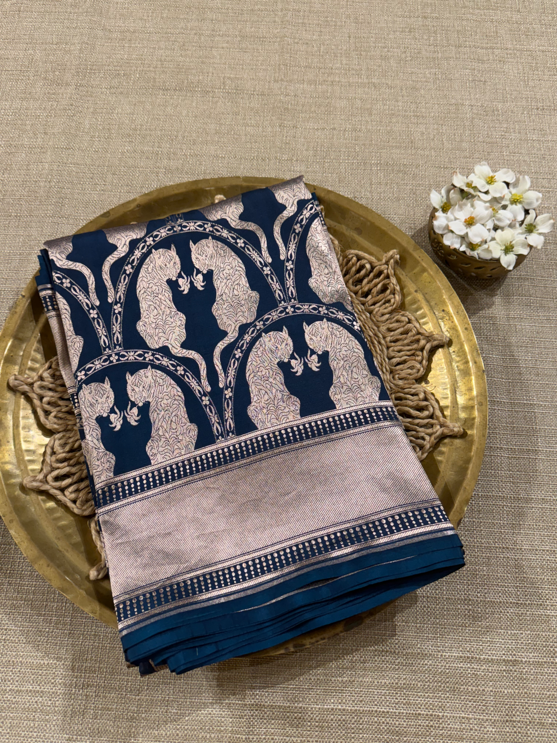SBBSA703 : Banarasi Katan Soft Drape Brocade  Silk  Saree with Lion Motifs