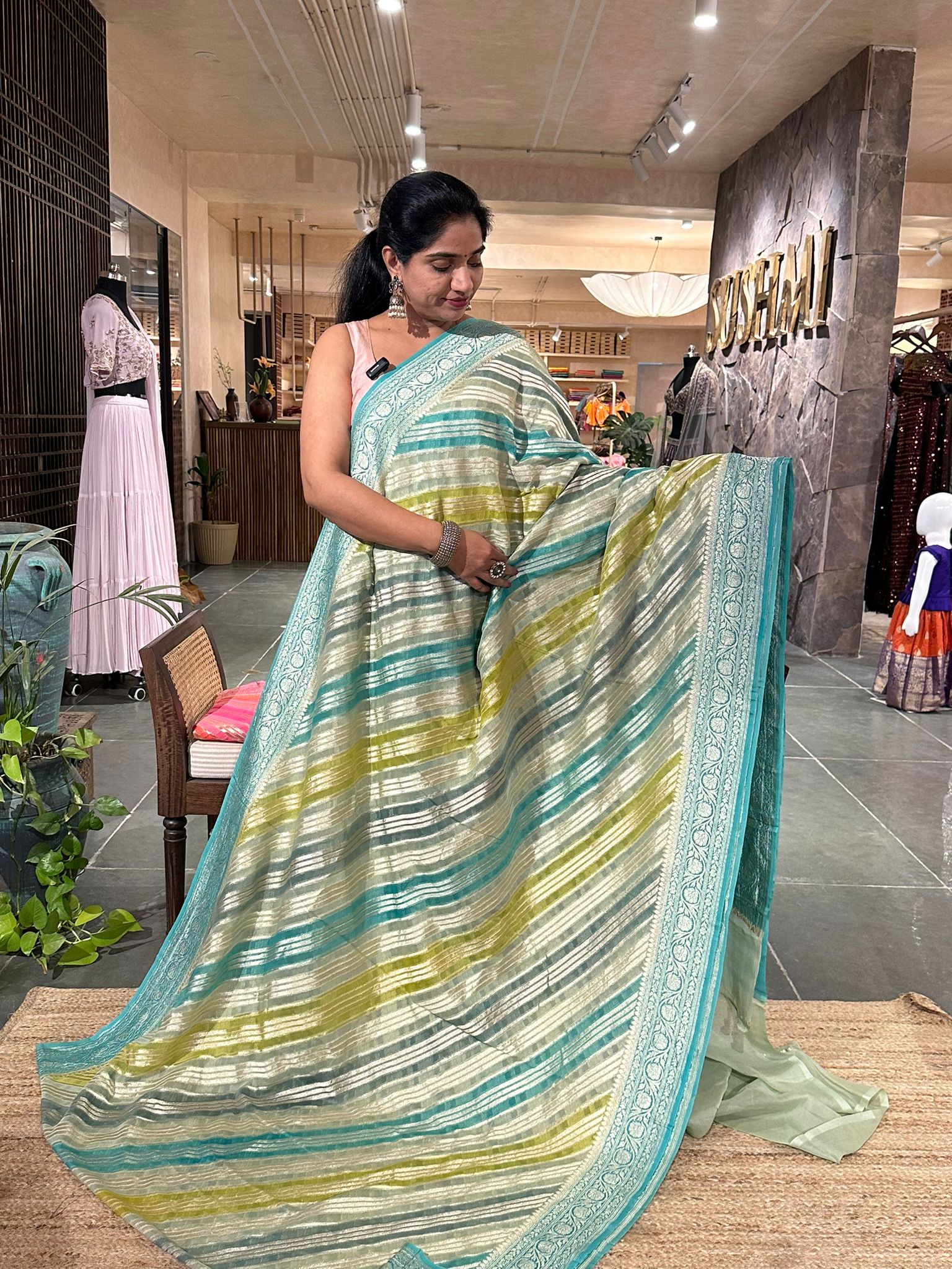 Banarsi khaddi georgette leharia pattern