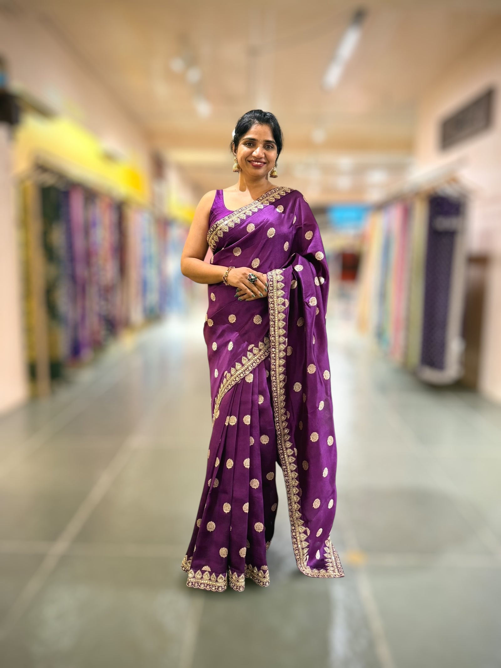 Purple Pure Handloom Banarasi Silk Saree With Handwork Borders and Blouse