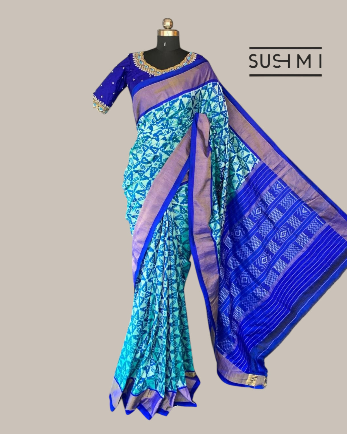 Pure Handloom Twill Ikkath Patola Saree With Handwork Blouse