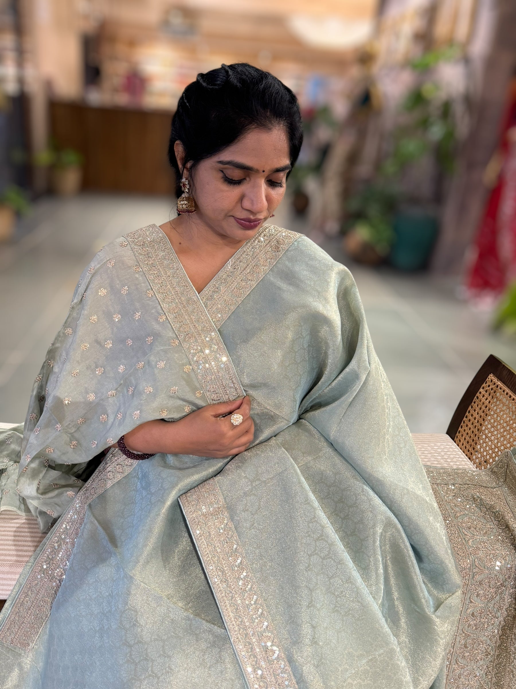 Banarasi Brocade Kora Tissue Saree With Sabyasachi Borders and Blouse