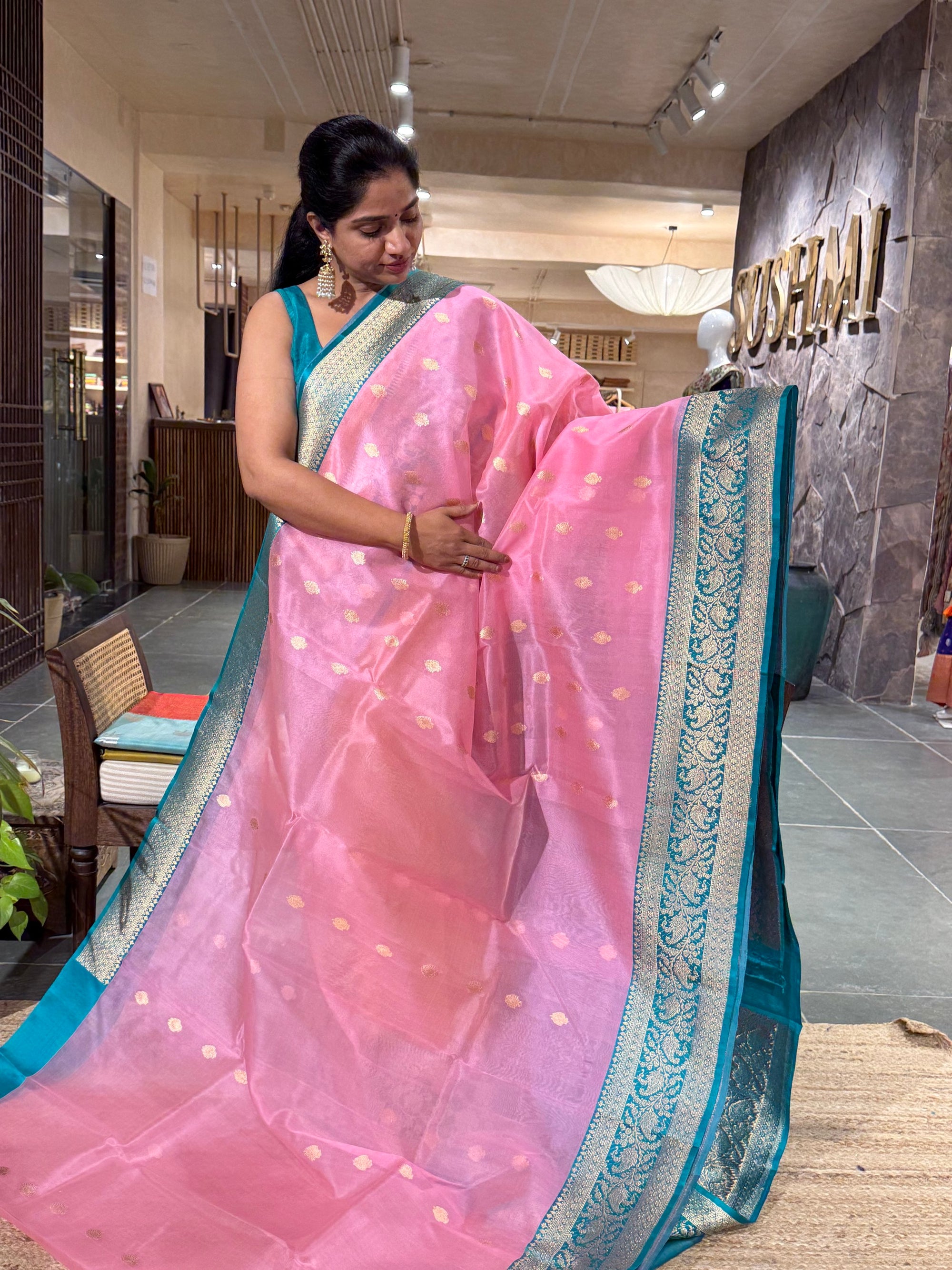 Pure handloom Kora Banarasi Saree with kaduwa weaving and Mashru Satin border
