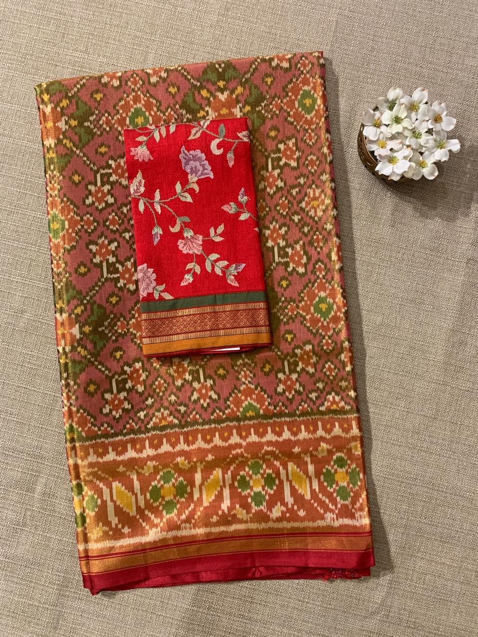 Twill Weave  Patan Patola Tissue Saree